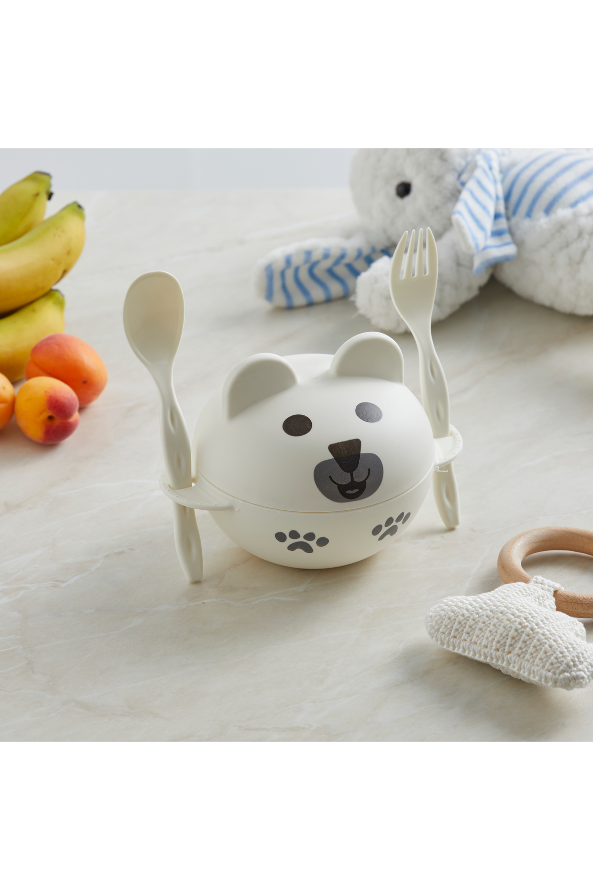 tinibud PP Bebek Mama Kasesi Kaşık Çatal Seti 258 ml Kırılmaz Dayanıklı 10.9x15.6x13 cm Sevimli Ayıcık fotoğrafı 2 (önizleme)