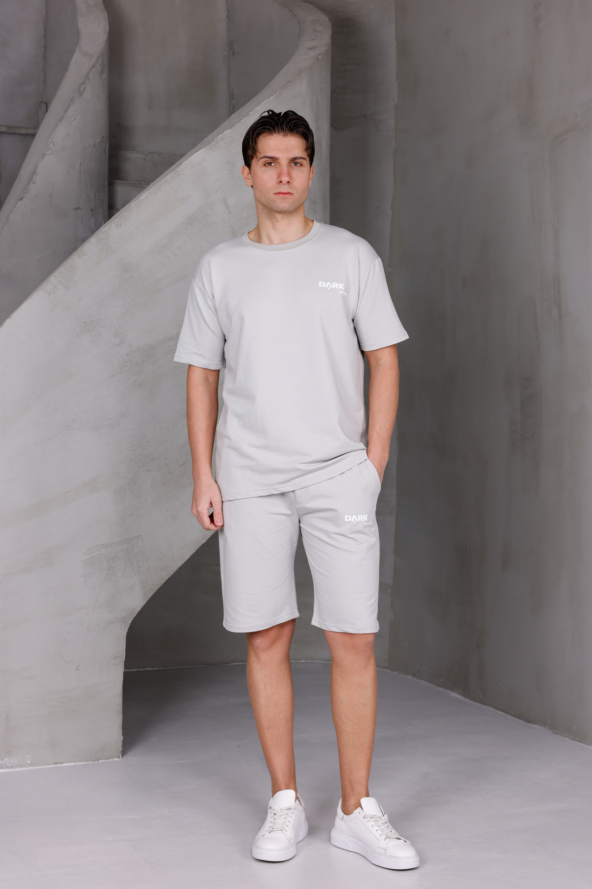 Men's Printed Oversize Bottom-Top 2 Two Yarn Compact Shorts Set