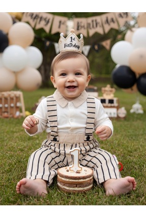 Marka BEYZCO Dik çizgili düğmeli salopet