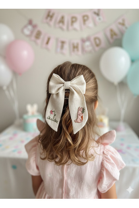 Eli baby handmade Tavşan işlemeli fiyonk toka