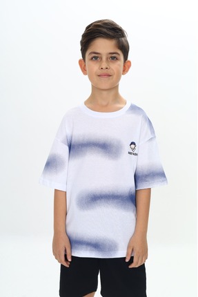 njn Bisiklet Yaka Kısa Kol Baskılı Erkek Çocuk T-shirt