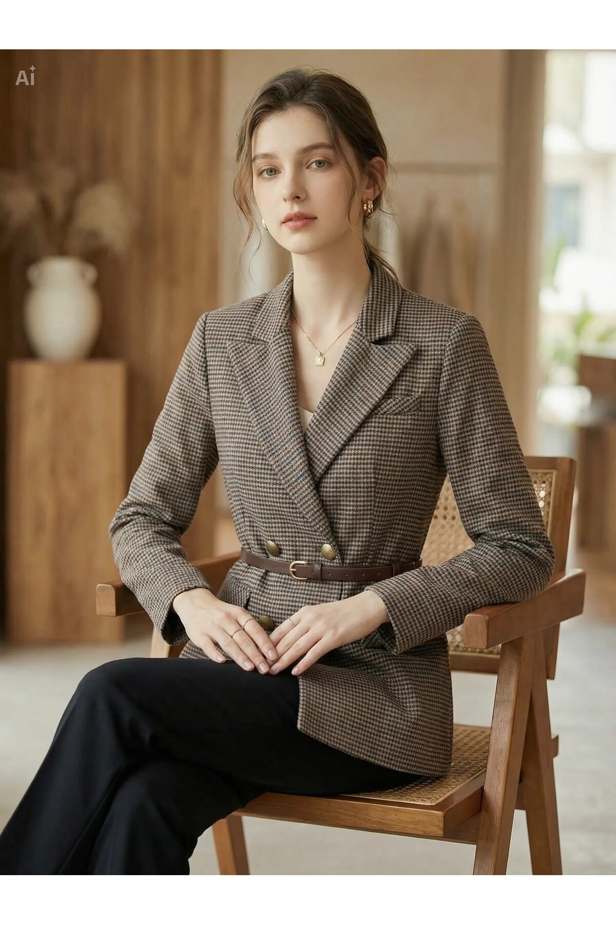 nisya  KADIN DÜĞME DETAYLI KEMERLİ BLAZER CEKET - Görsel 5