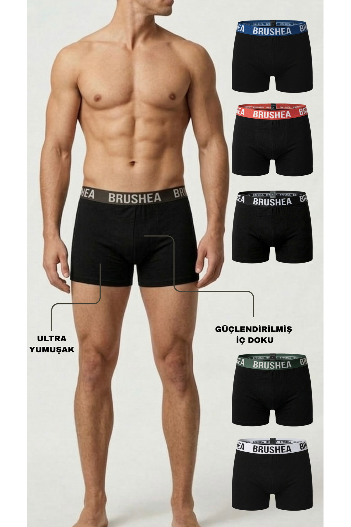 BRUSHEA  Erkek Boxer Likralı Premıum 6'lı - Görsel 2