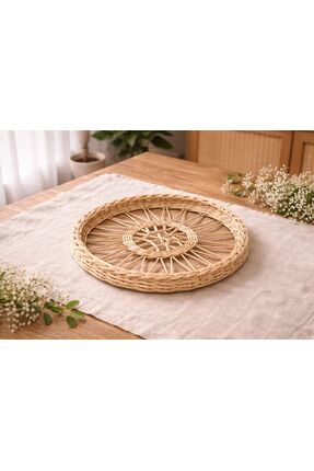 LZ STUDİO Hasır Aura El Yapımı Bambu Sunum Tepsisi ( 26 cm )
