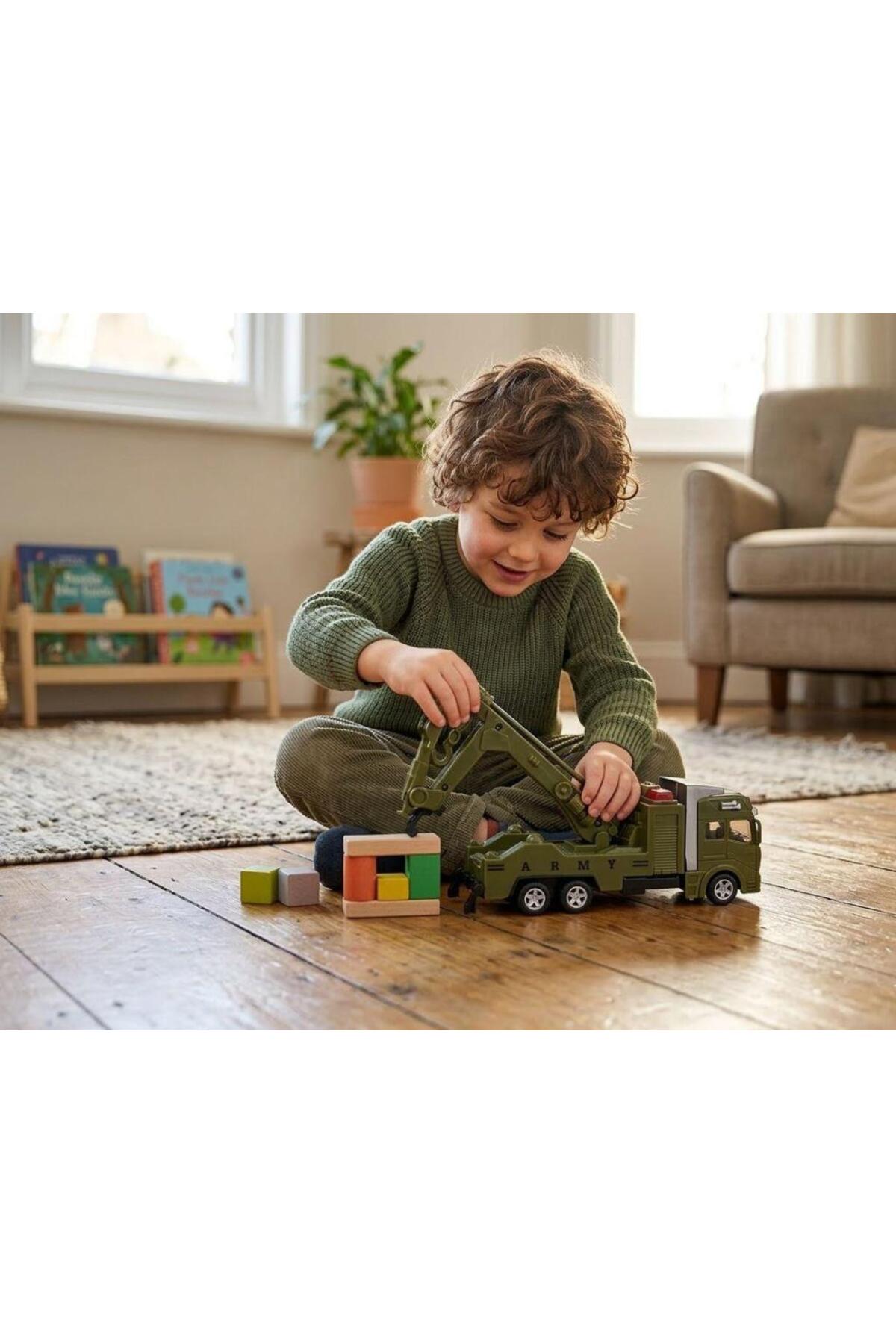 Tıfıl Toys Askeri Kurtarma Aracı - Çek Bırak Fonksiyonlu Vinçli Çekicili Oyuncak Kamyon Yeşil fotoğrafı 5 (önizleme)