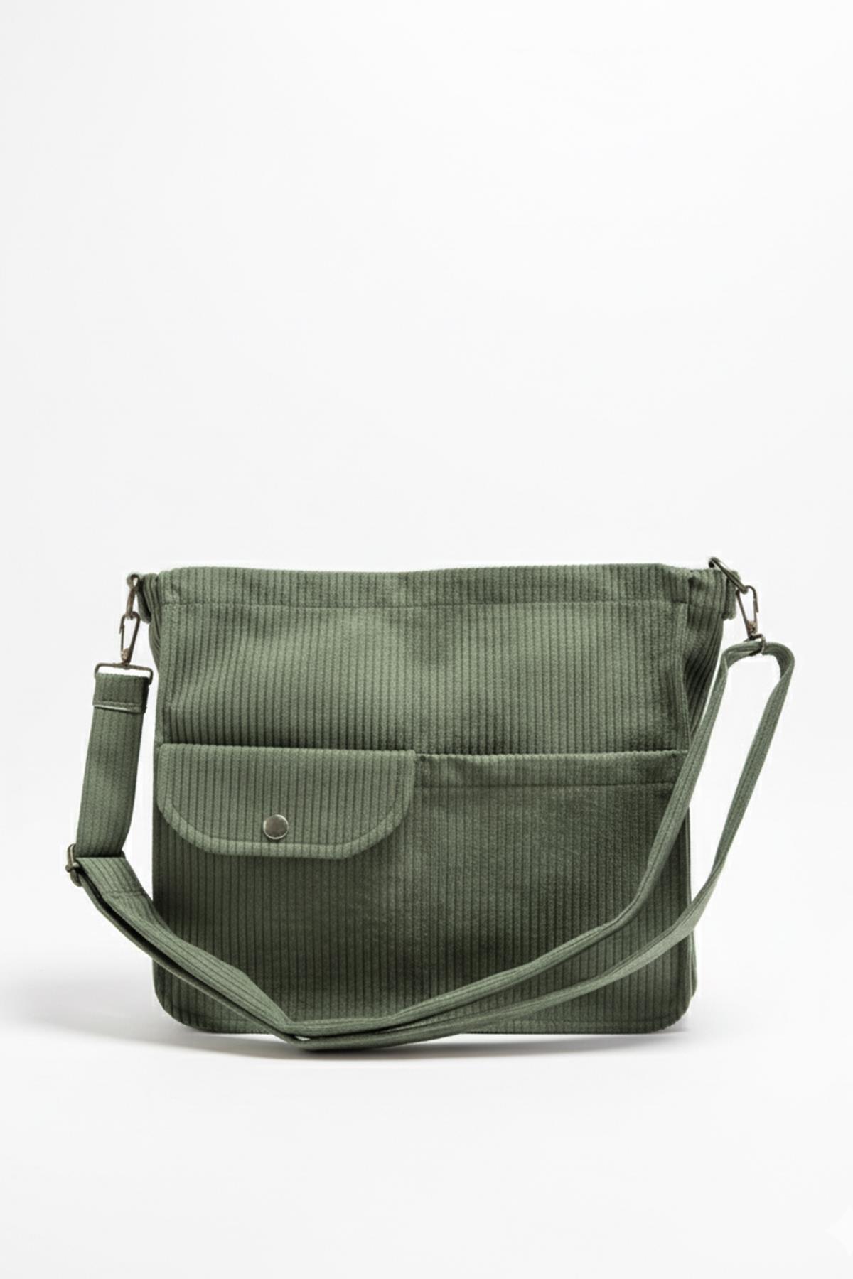 bagg  Move Model Koyu Yeşil Kadife Çanta - Görsel 5