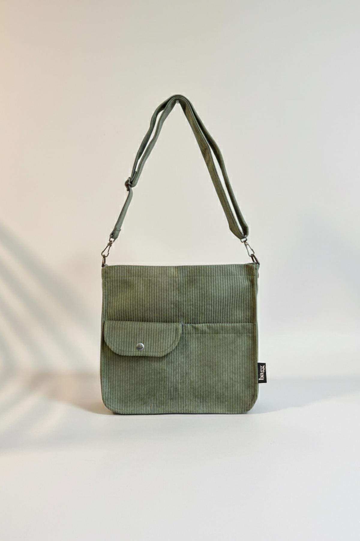 bagg  Move Model Koyu Yeşil Kadife Çanta - Görsel 2