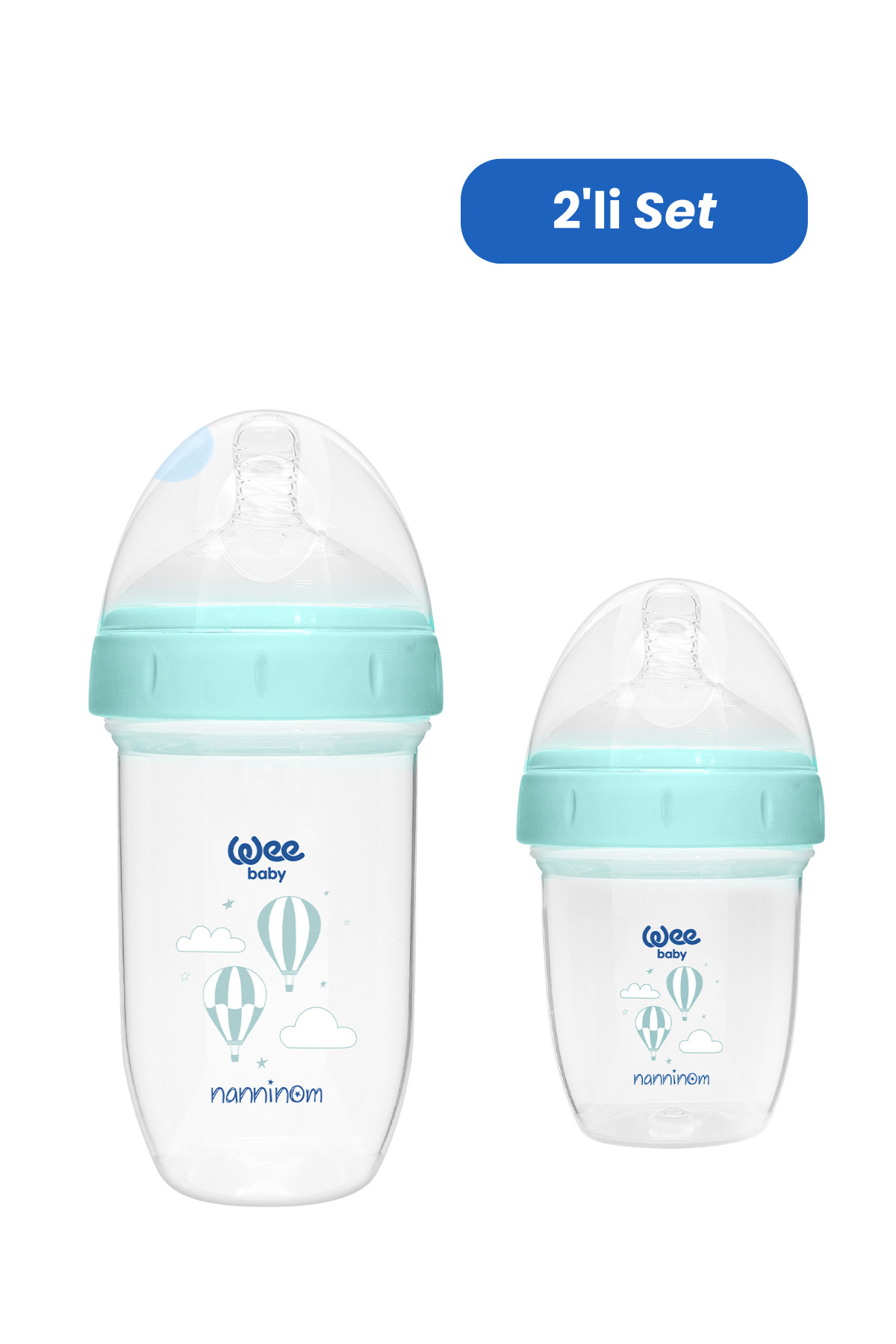 Wee Baby Antikolik Geniş Ağızlı Biberon 150 ml ve 250 ml Biberon Seti 0-6 Ay