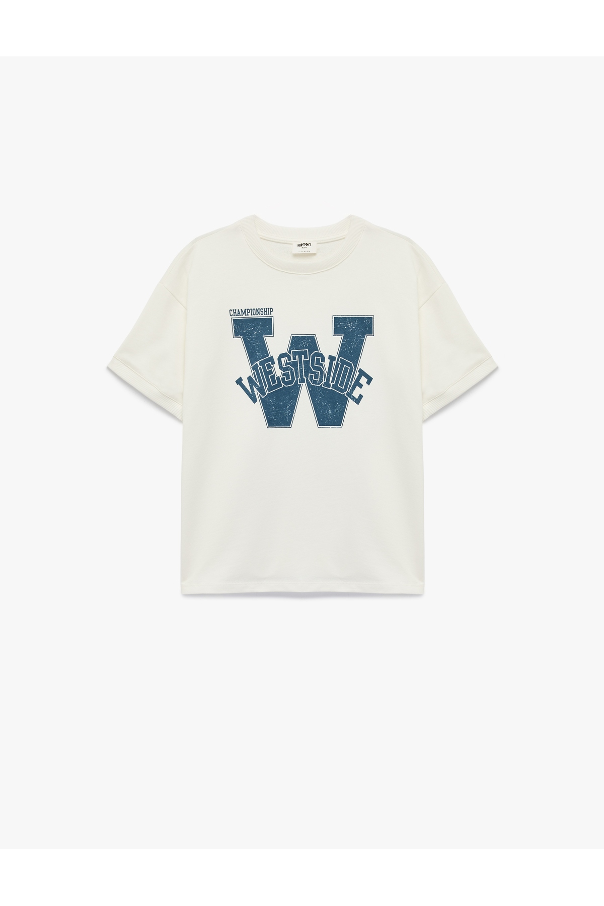 Koton Cotton Short Sleeve Crew Neck Printed Oversized T-Shirt