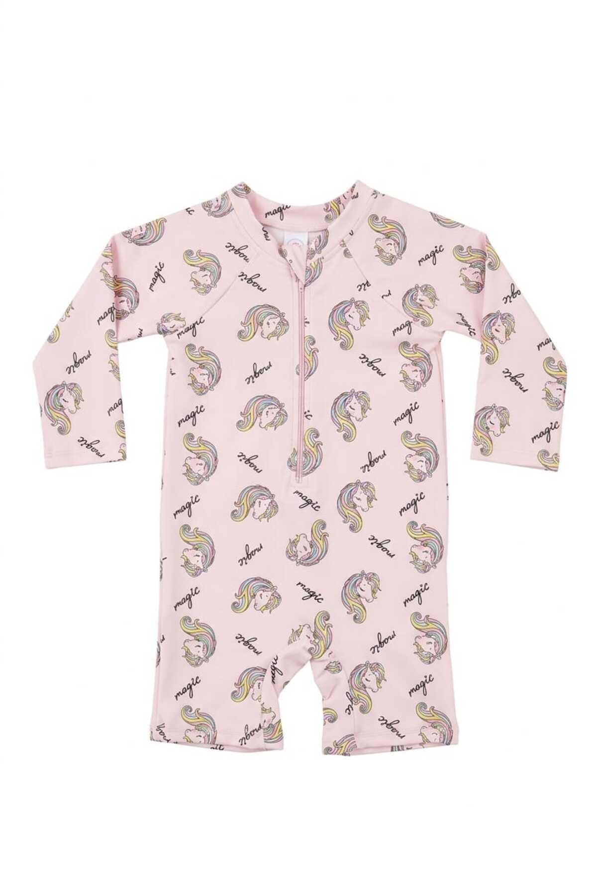 Beniizle Şortlu Desenli Uzun Kollu Kız Bebek Çocuk Yüzücü Mayosu fotoğrafı 2 (önizleme)