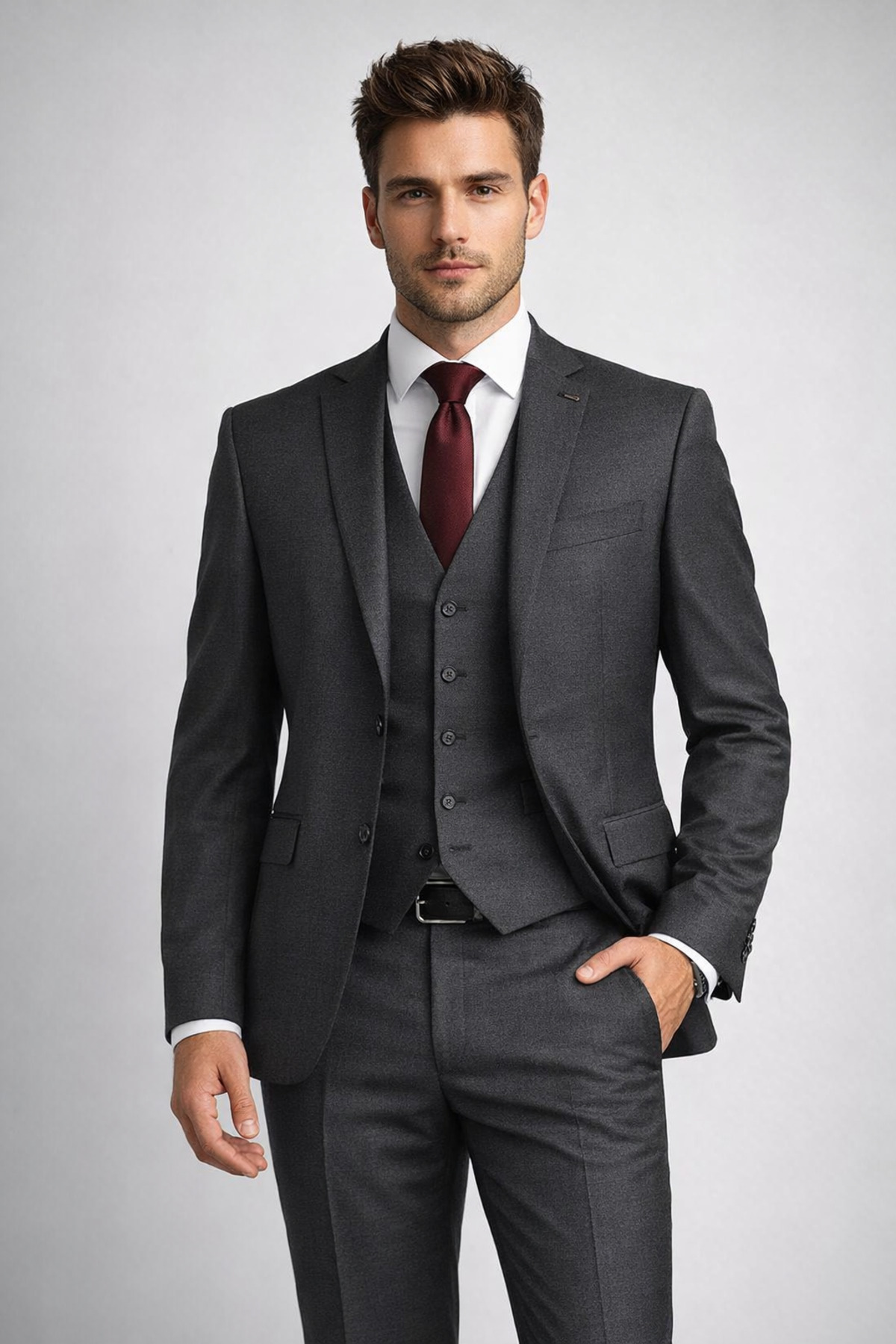 CARLIONE  Erkek Regular Fit Yelekli Klasik Takım Elbise – Premium Kumaş, Modern ve Şık Tasarım