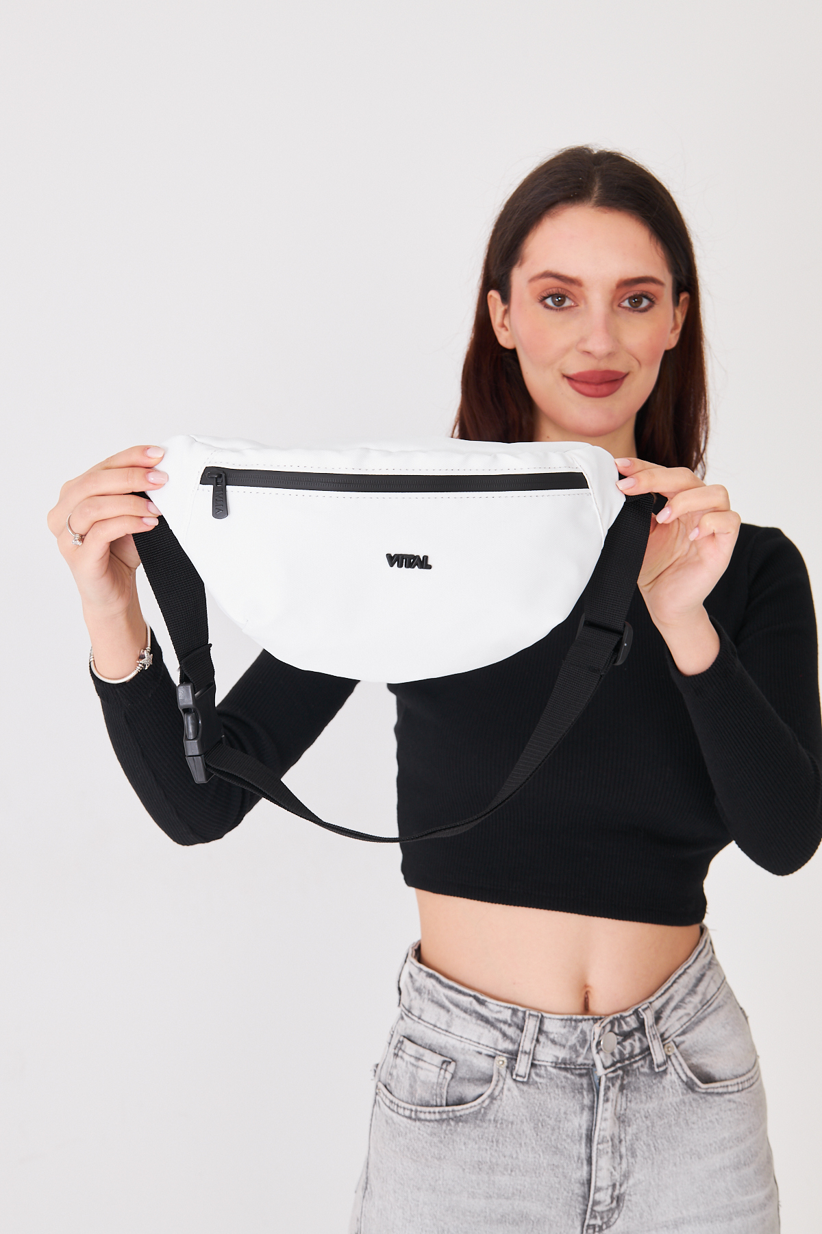 Superbag Gri 2 Bölmeli Çapraz Askılı Bel ve Omuz Çantası Unisex Günlük Kullanım Çanta