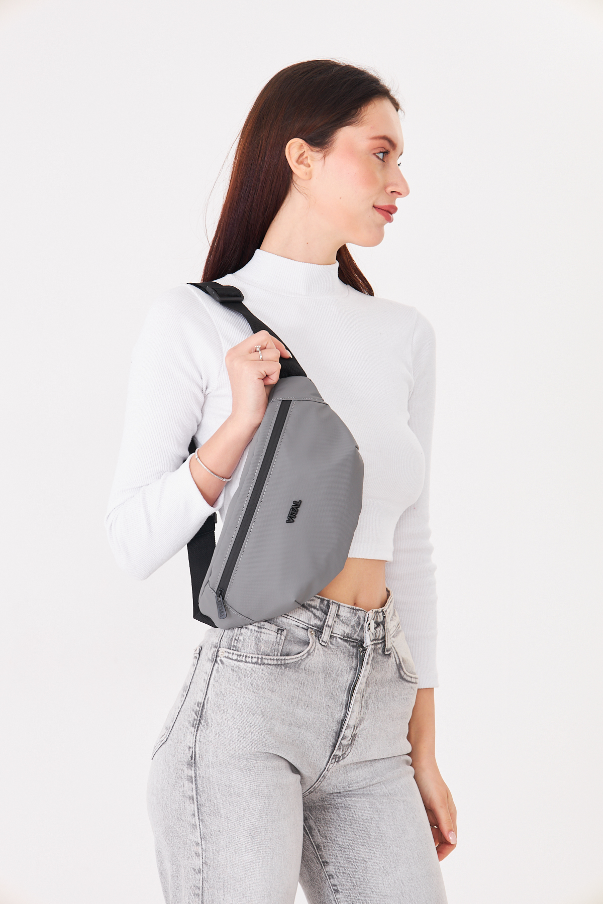 Superbag Gri 2 Bölmeli Çapraz Askılı Bel ve Omuz Çantası Unisex Günlük Kullanım Çanta görsel 6