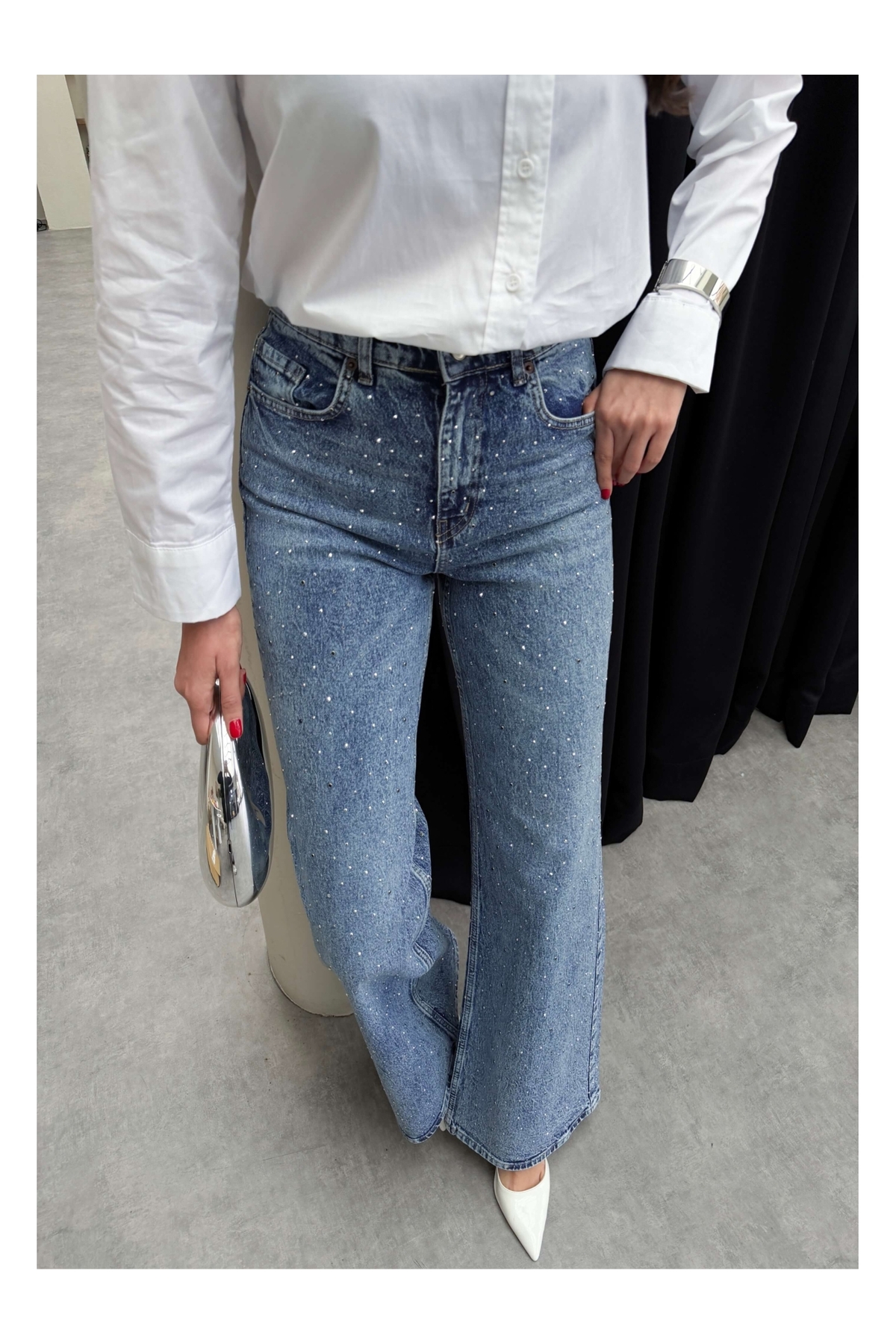 ESRAHELVACI  Taşlı Wide Leg Jean - Görsel 3