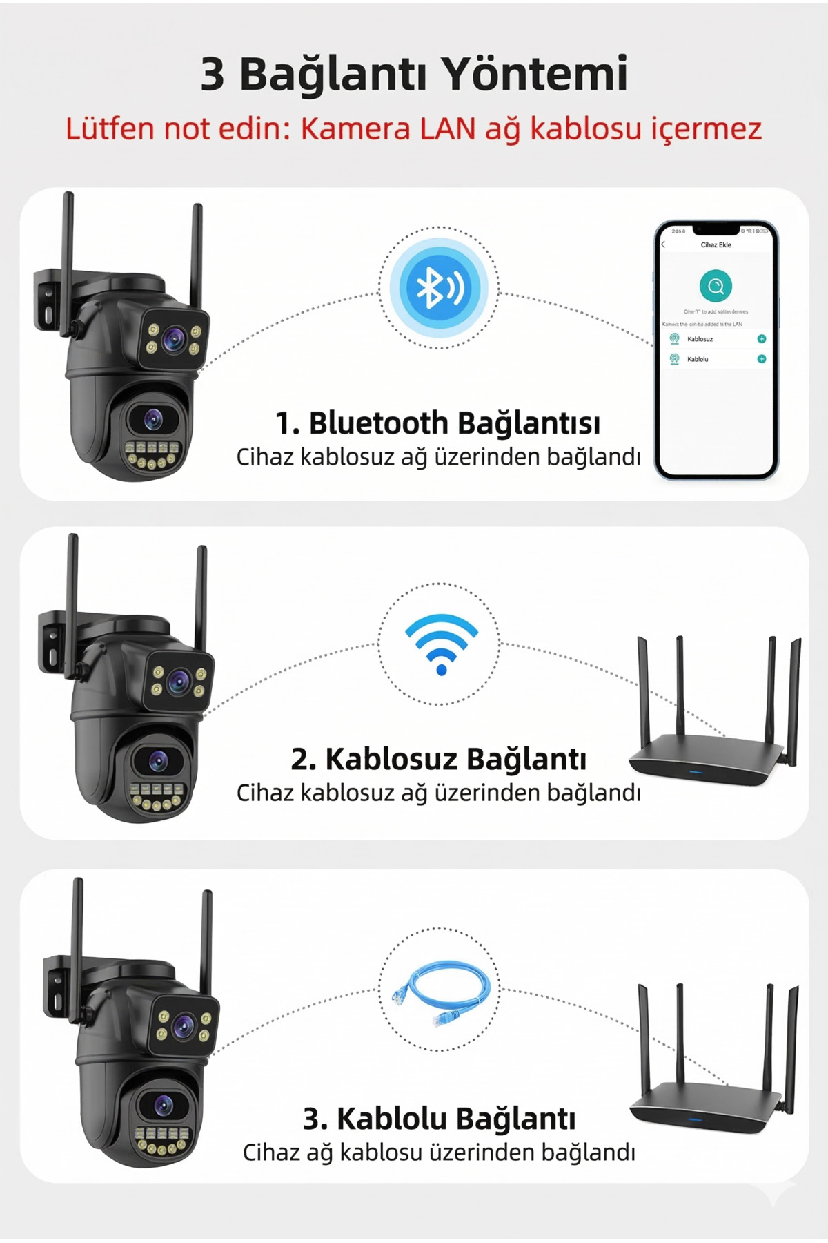 8MP 4K Ultra HD Çift Lensli Wi-Fi Güvenlik Kamerası - Çift Ekran İzleme, Akıllı Takip ve Gece Görüşü