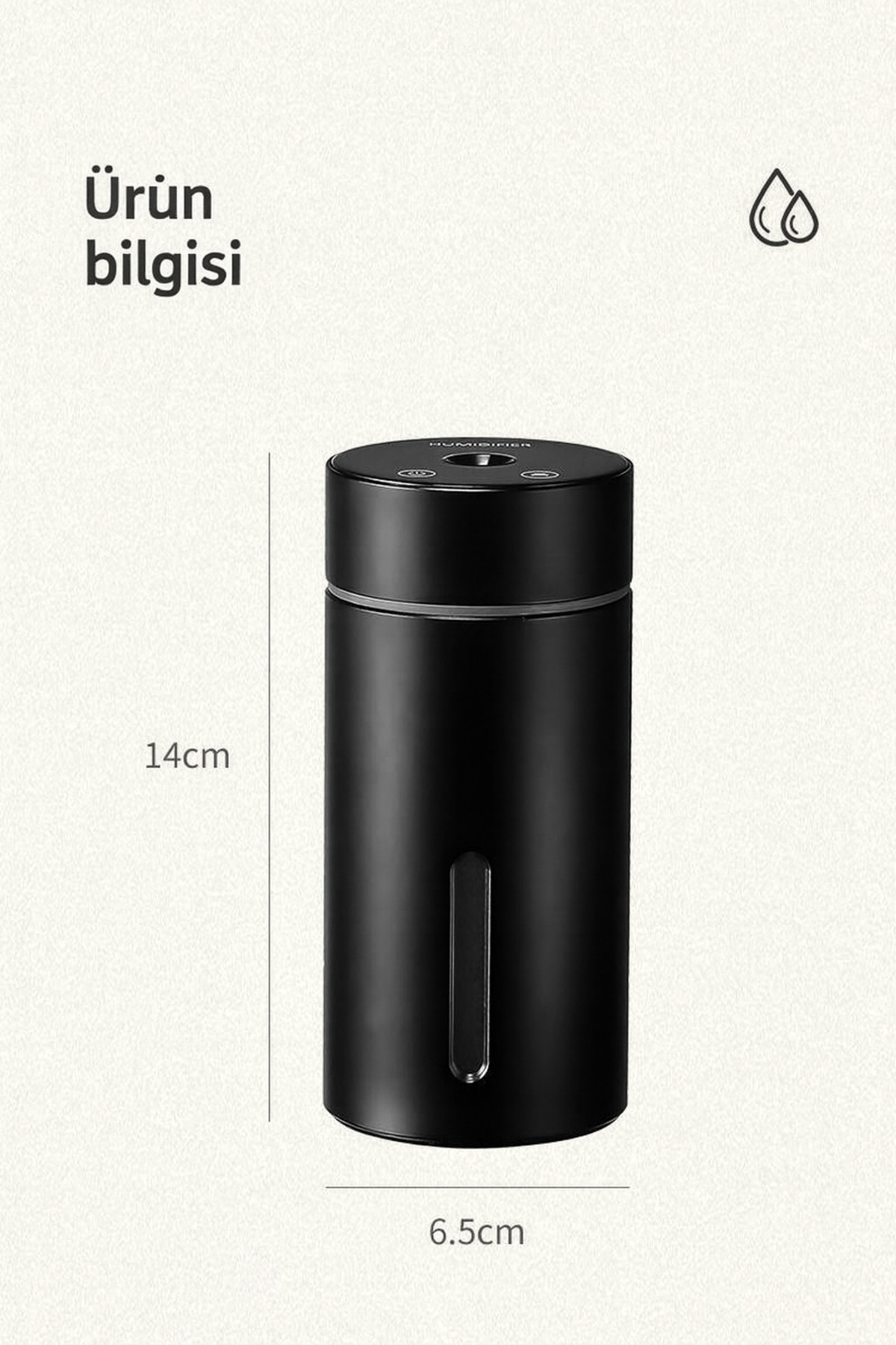 2026 Model Mini Hava Nemlendirici - 260ml USB Araç Bardaklık Buhar Makinesi Nemlendirici