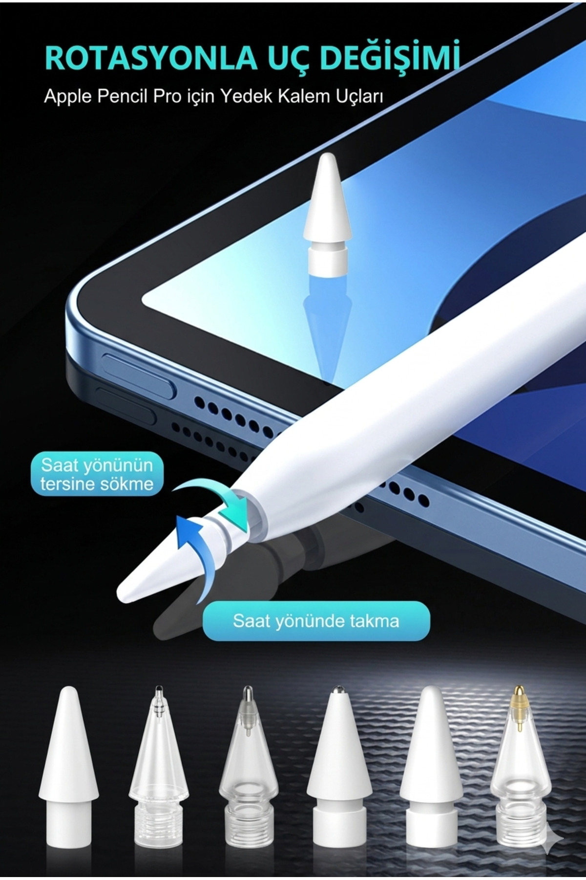 Tablet Kalem Uç Seti 6'lı Tüm Tablet Kalemlerine Uyumlu