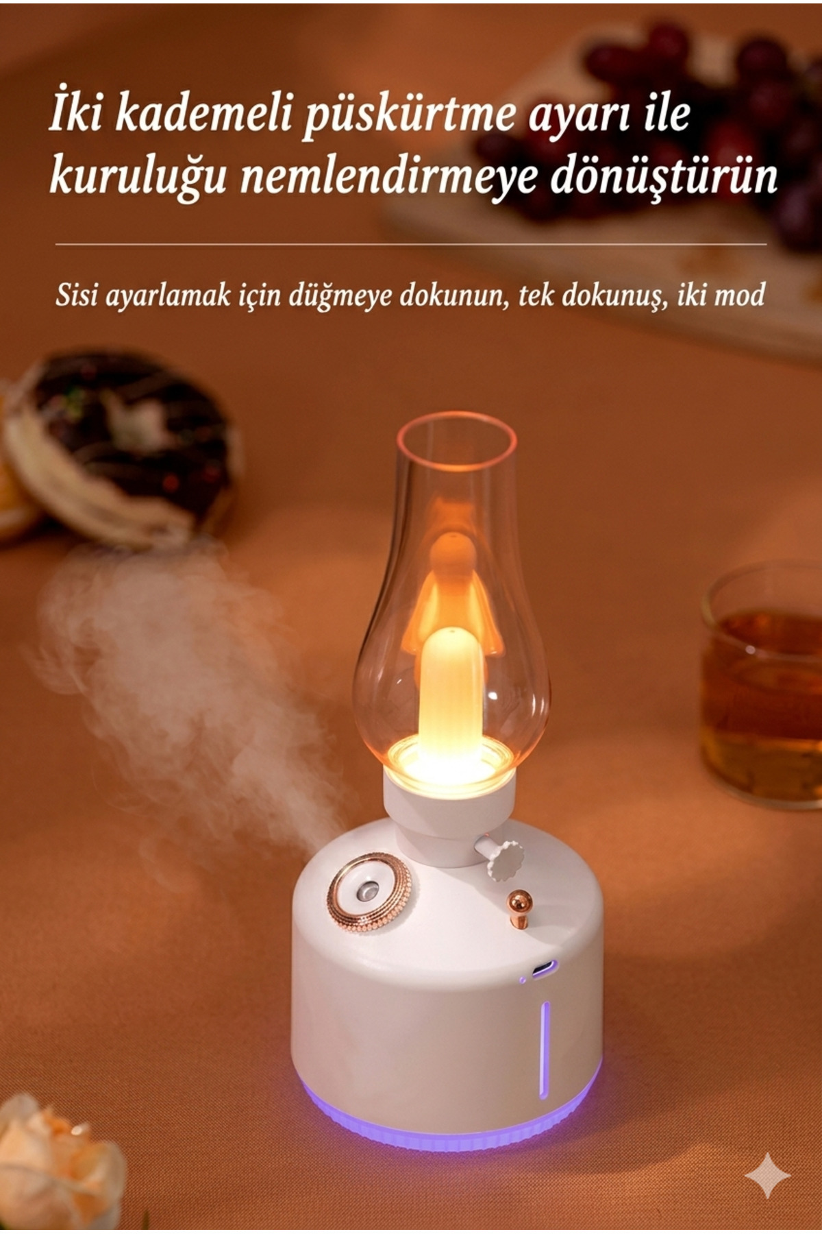 Retro Gaz Lambası Tasarımlı Hava Nemlendirici - Vintage Dekoratif Masa Lambası Aromaterapi Difüzörü