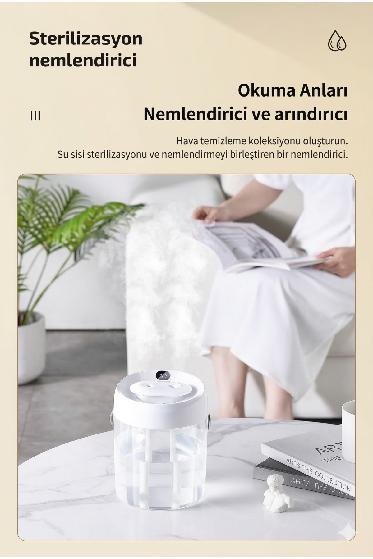 2000ml Dev Kapasiteli Çift Püskürtmeli Hava Nemlendirici - 2 Litre Masaüstü Buhar Makinesi