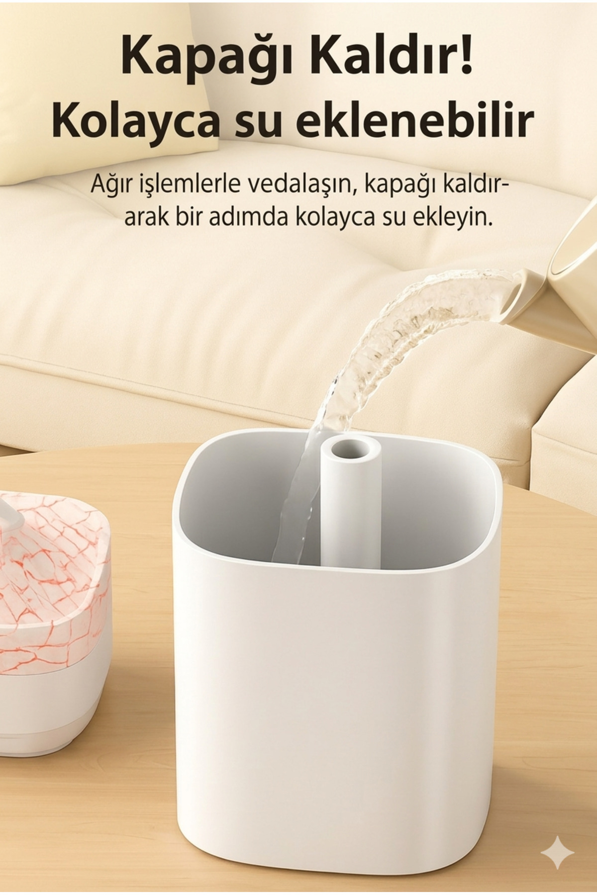 Çatlak Desenli Dekoratif Hava Nemlendirici - 7 Renkli LED Işıklı Masaüstü Buhar Makinesi