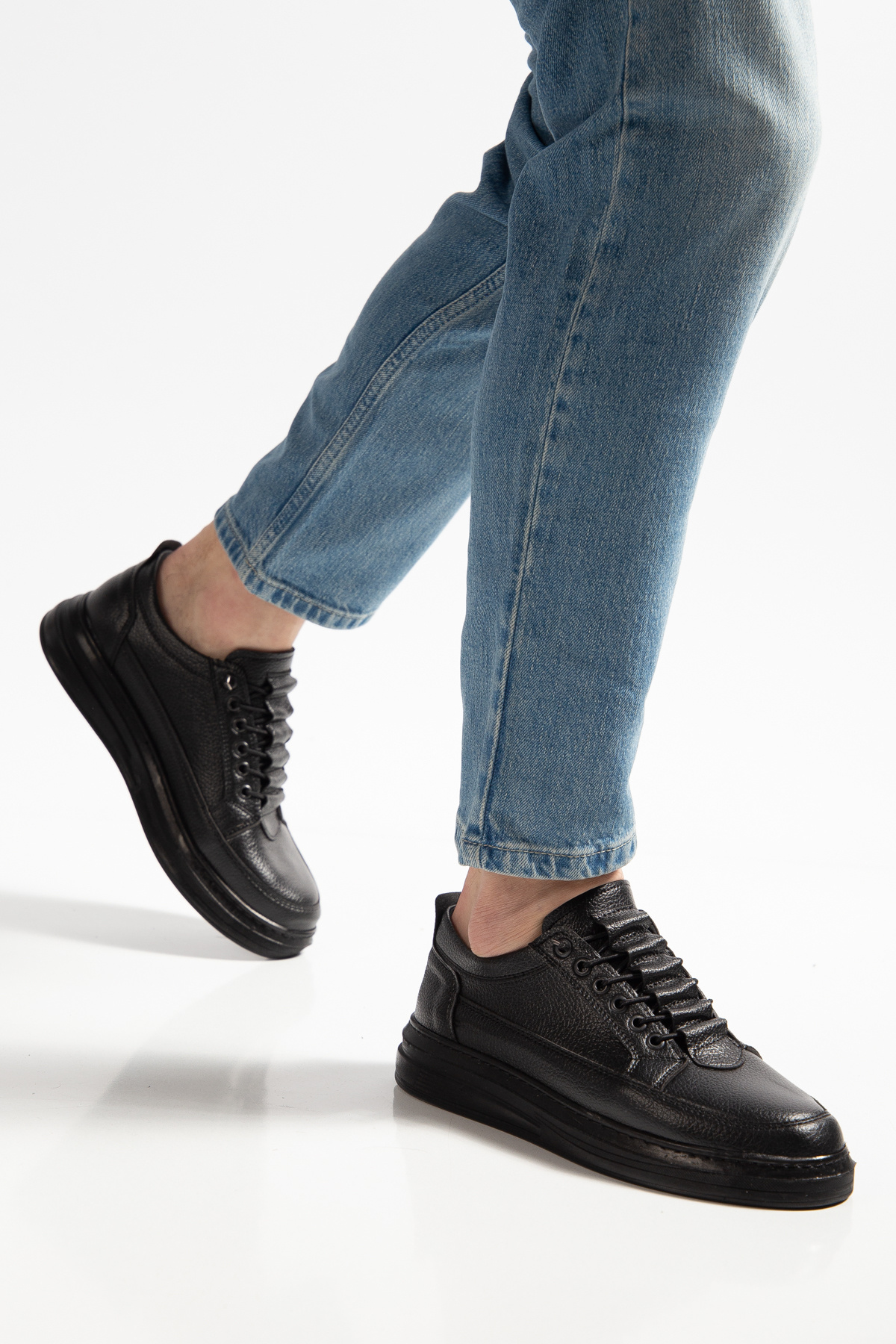 MY GROSS SHOES Erkek Siyah Akıllı Bağcıklı Günlük Hafif Poli Dikişli Taban Yürüyüş Garantili Spor Ayakkabı görsel 4