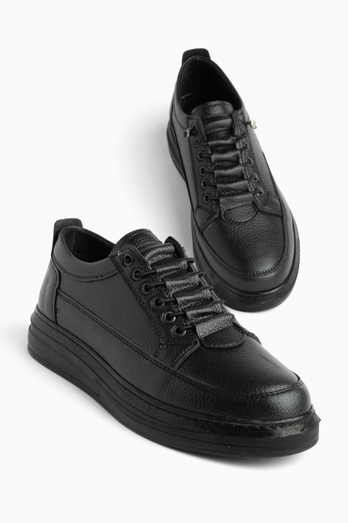 MY GROSS SHOES Erkek Siyah Akıllı Bağcıklı Günlük Hafif Poli Dikişli Taban Yürüyüş Garantili Spor Ayakkabı görsel 3