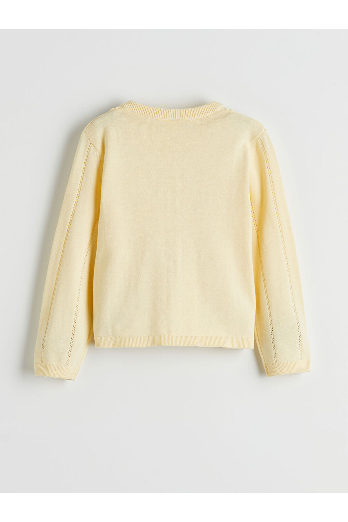 LC Waikiki Sarı Bisiklet Yaka Ajurlu Kız Çocuk Triko Hırka fotoğrafı 3 (önizleme)