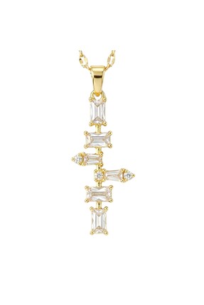 stainless steell Paslanmaz Çelik Kararmaz Baget Taş Dizilimli Şık Kadın Kolye