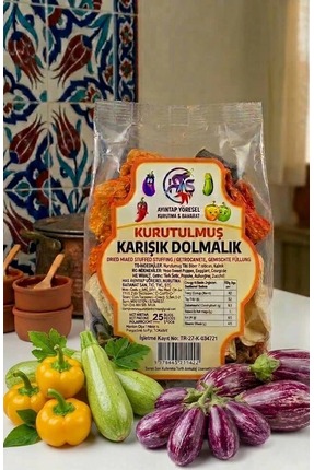 HASAYİNTAP Antep Dolmalık Karışık Kuruluk 1 Paket 23-25 Adet (Patlıcan-Biber-...