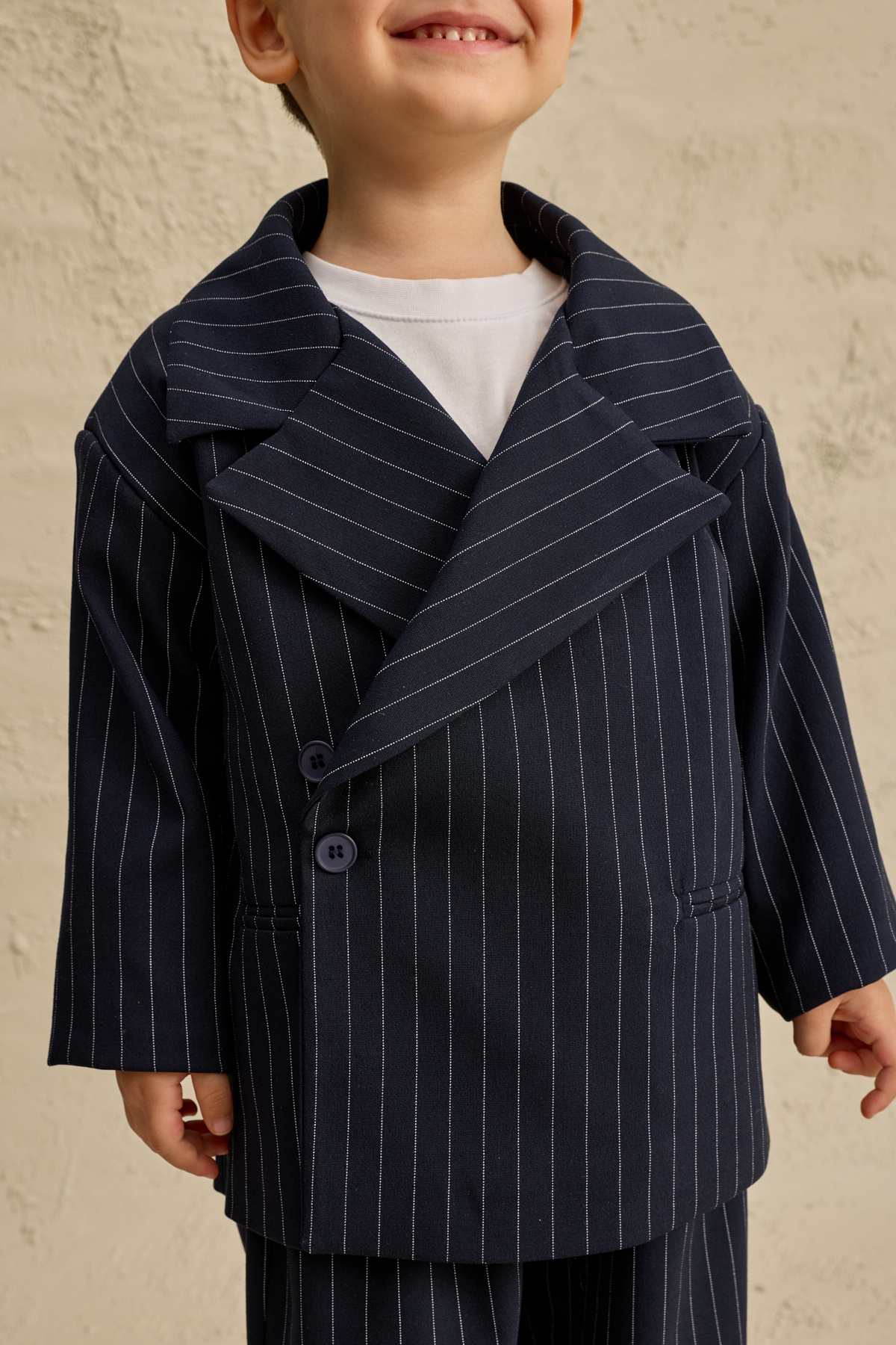 Fahhar Kids Geniş Yaka Çizgili Blazer Ceket Lacivert fotoğrafı 5 (önizleme)