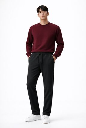 DD Sport Siyah Regular Fit %100 Pamuk Düz Paça Penye Kumaş Eşofman Altı Jogger