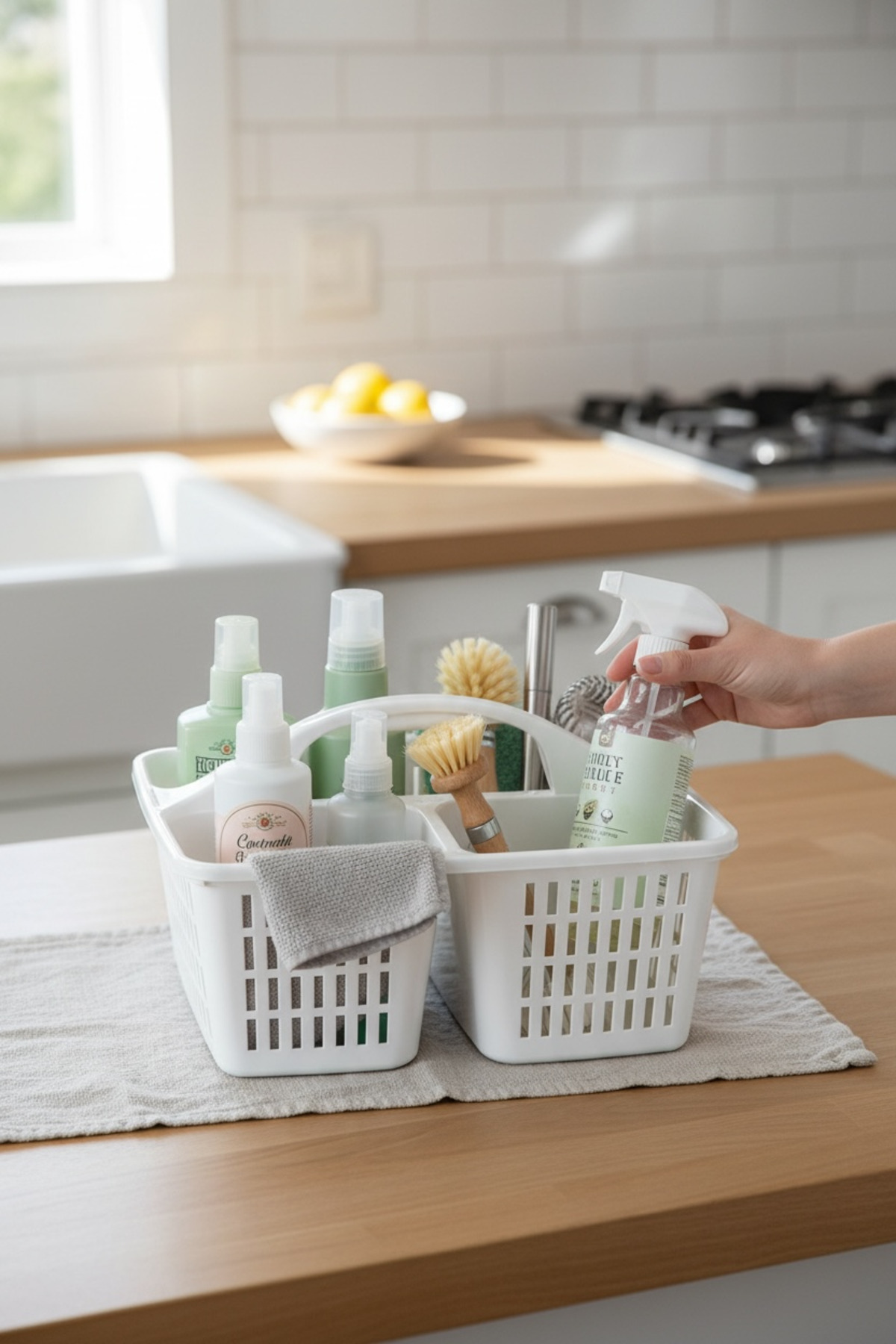 Kulplu Organizer 3 Bölmeli Çok Amaçlı Sepet Pratik Taşıma Düzenleyici