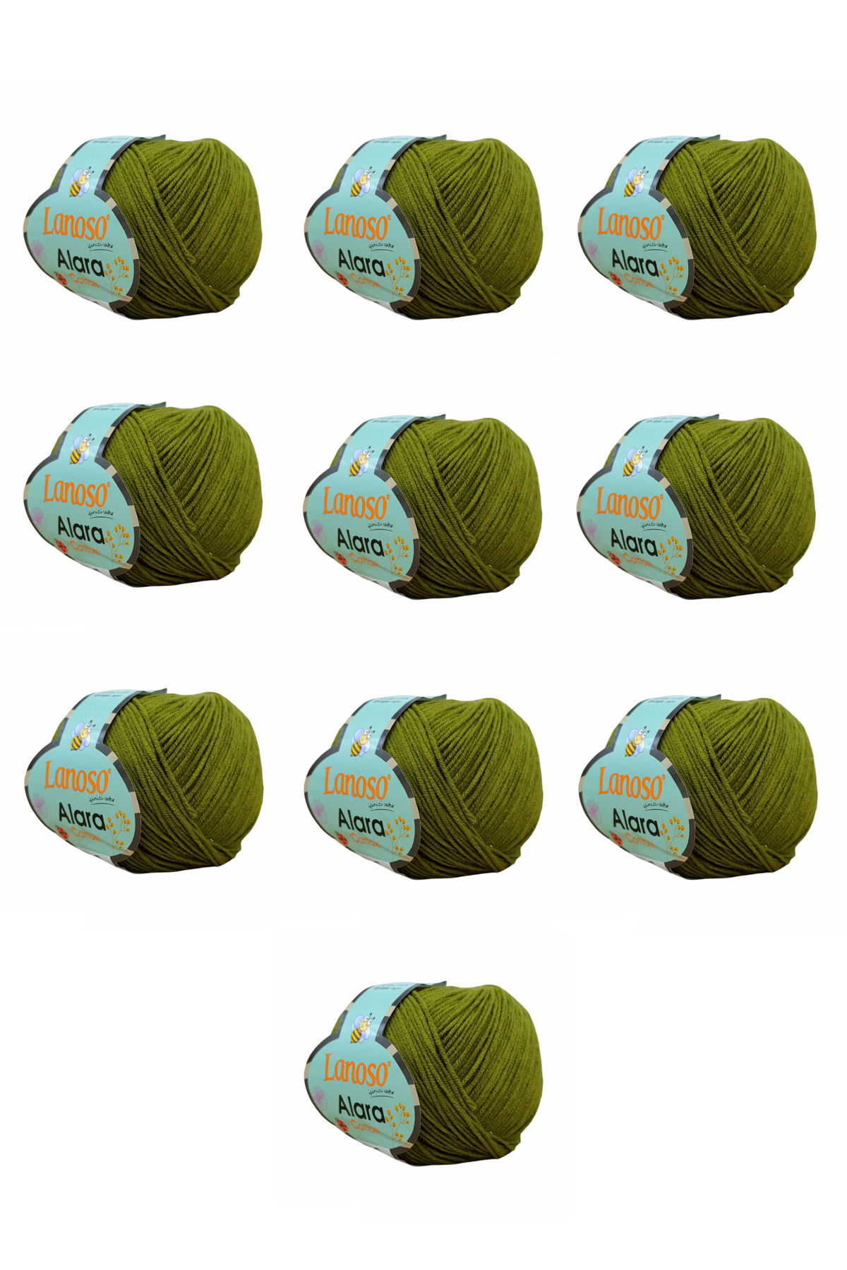 Alara Cotton 10-Pack50 g 140 m Cotton and Acrylic( 912 )Amigurumi and Knitting Yarn