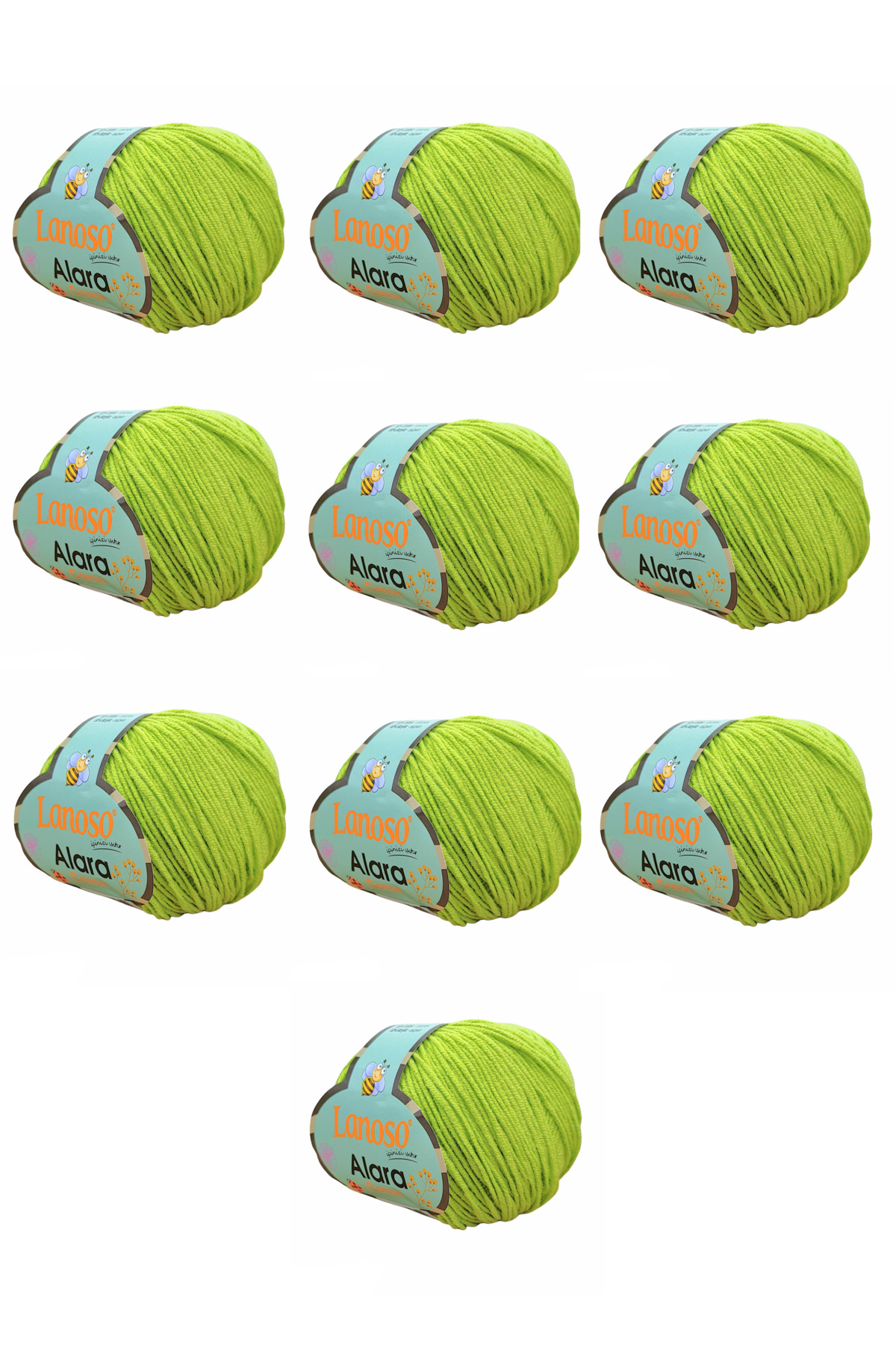 Alara Cotton 10-Pack 50 g 140 m Cotton and Acrylic( 911 )Amigurumi and Knitting Yarn