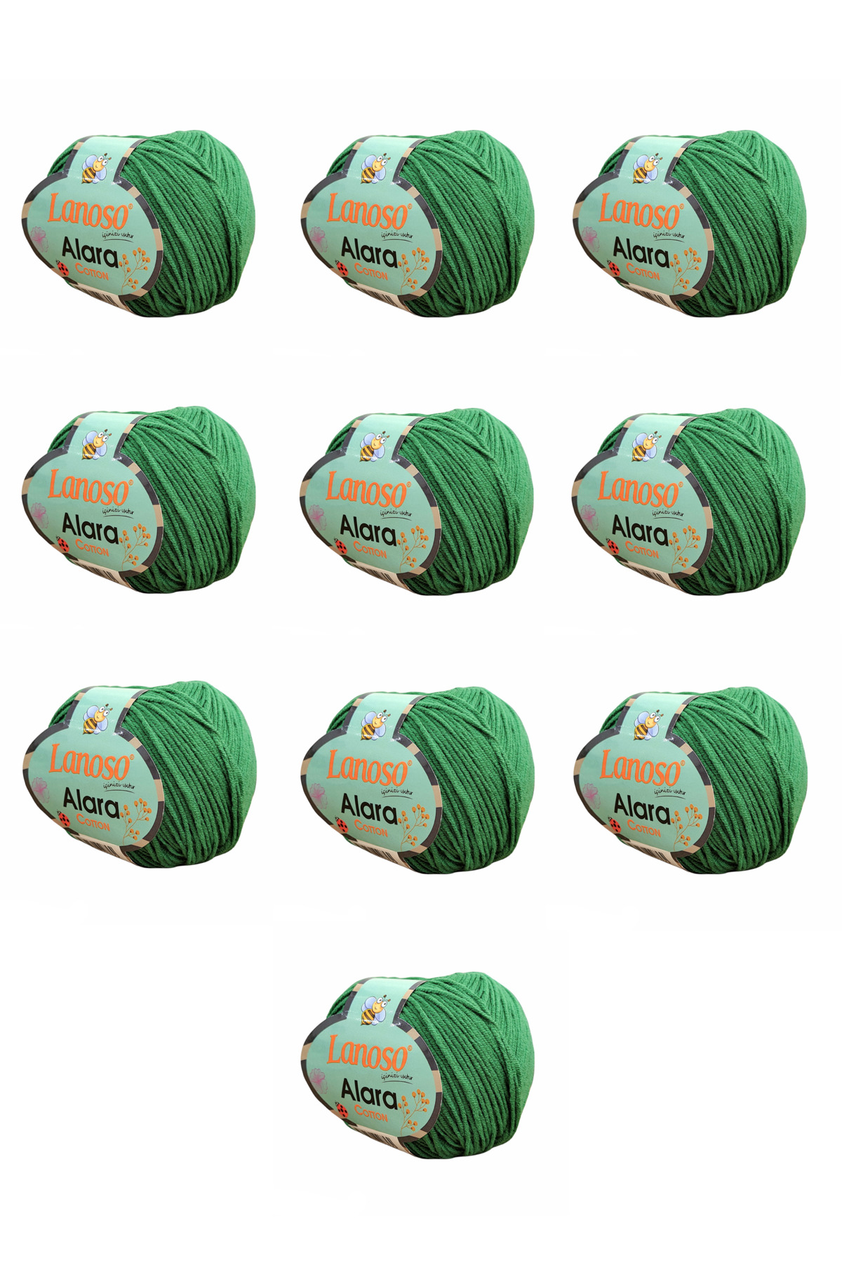 Alara Cotton 10-Pack50 g 140 m Cotton and Acrylic( 921 )Amigurumi and Knitting Yarn