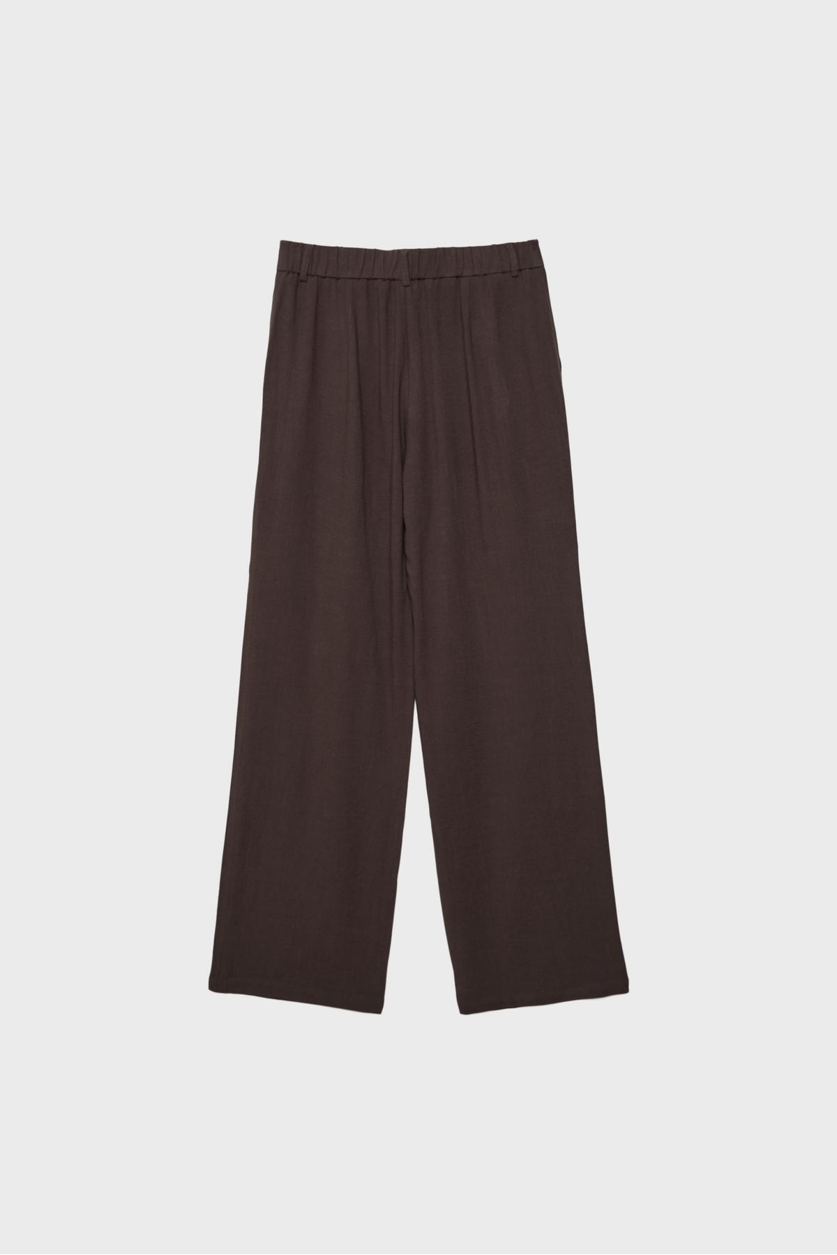 Stradivarius  Keten görünümlü straight fit pantolon - Görsel 7