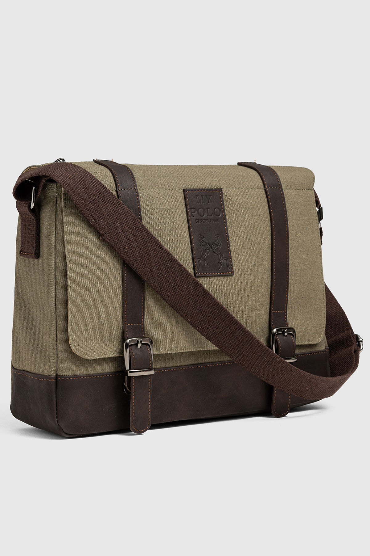 By Hakan  GK75 Omuz Askılı Kanvas (pamuk) Postacı Çantası Çapraz Çanta HAKİ - Görsel 4