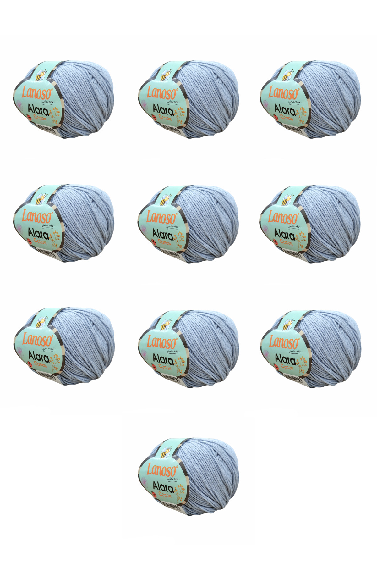 Alara Cotton 10-Pack50 g 140 m Cotton and Acrylic( 940 )Amigurumi and Knitting Yarn
