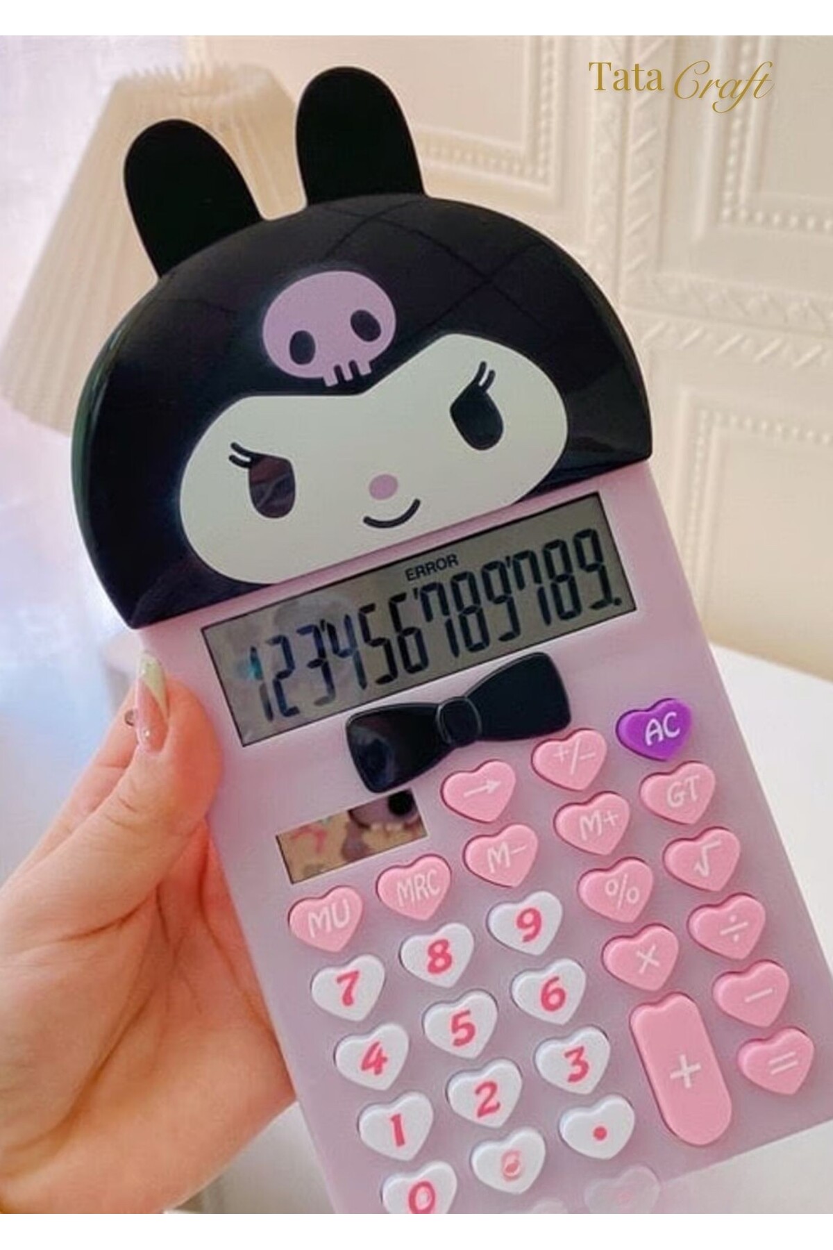TATA CRAFT Sanrıo Kawaii Hesap Makinesi Kuromi, Büyük Boy Hesap Makinesi Pilli