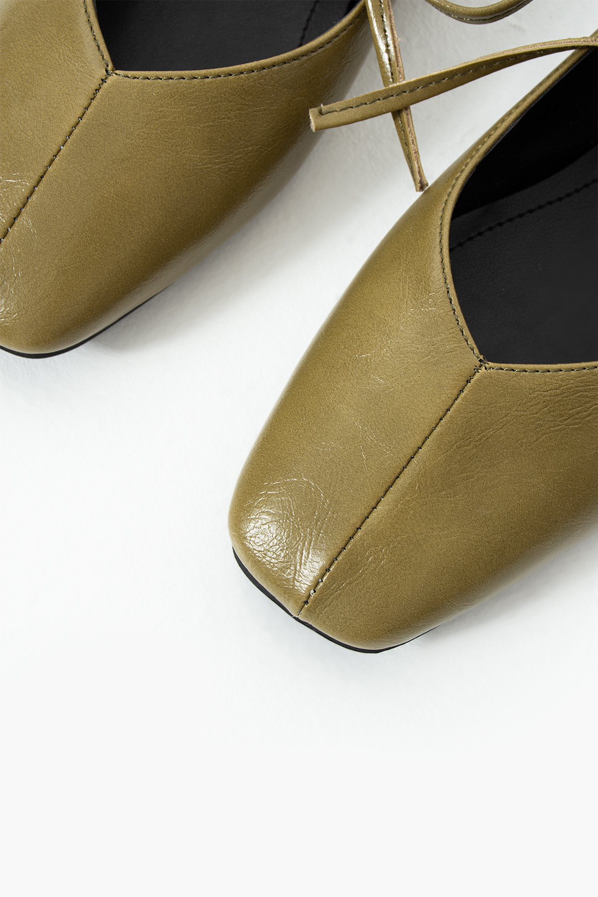 DESPİNA  MARLON Kadın Bağcıklı Babet Açık Yeşil Küt Burun Minimal Şık Ayakkabı - Görsel 2