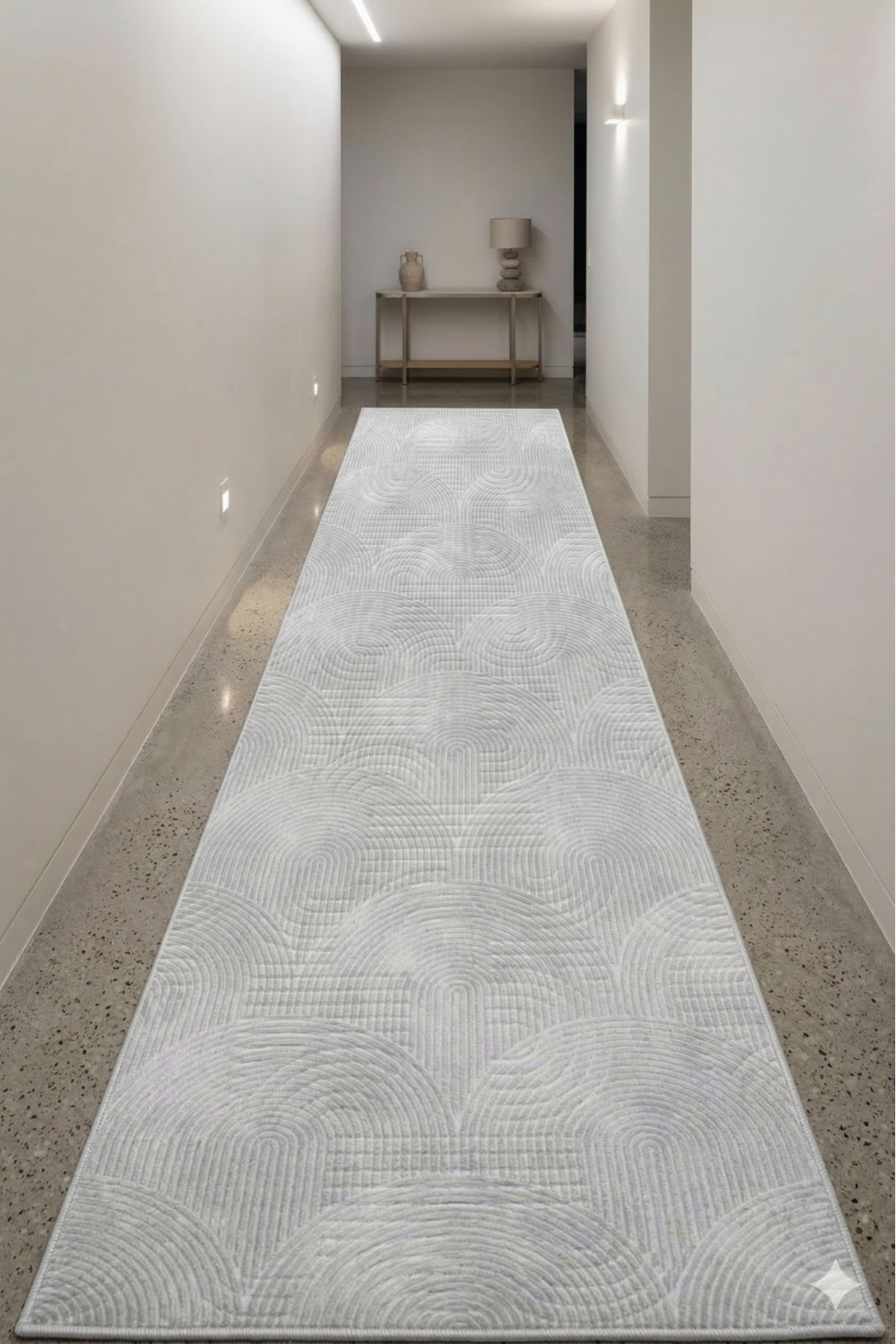 Runner Carpet 3002 Grey Anti-Slip Base Washable Stainproof Custom Size For Corridor