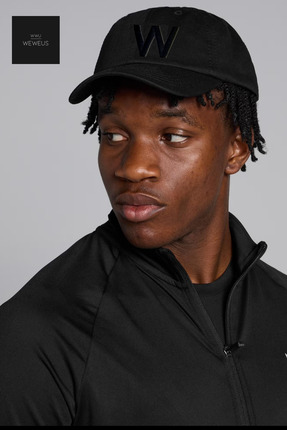 Weweus Erkek Siyah W İşlemeli Siyah Lüks Spor Şapka