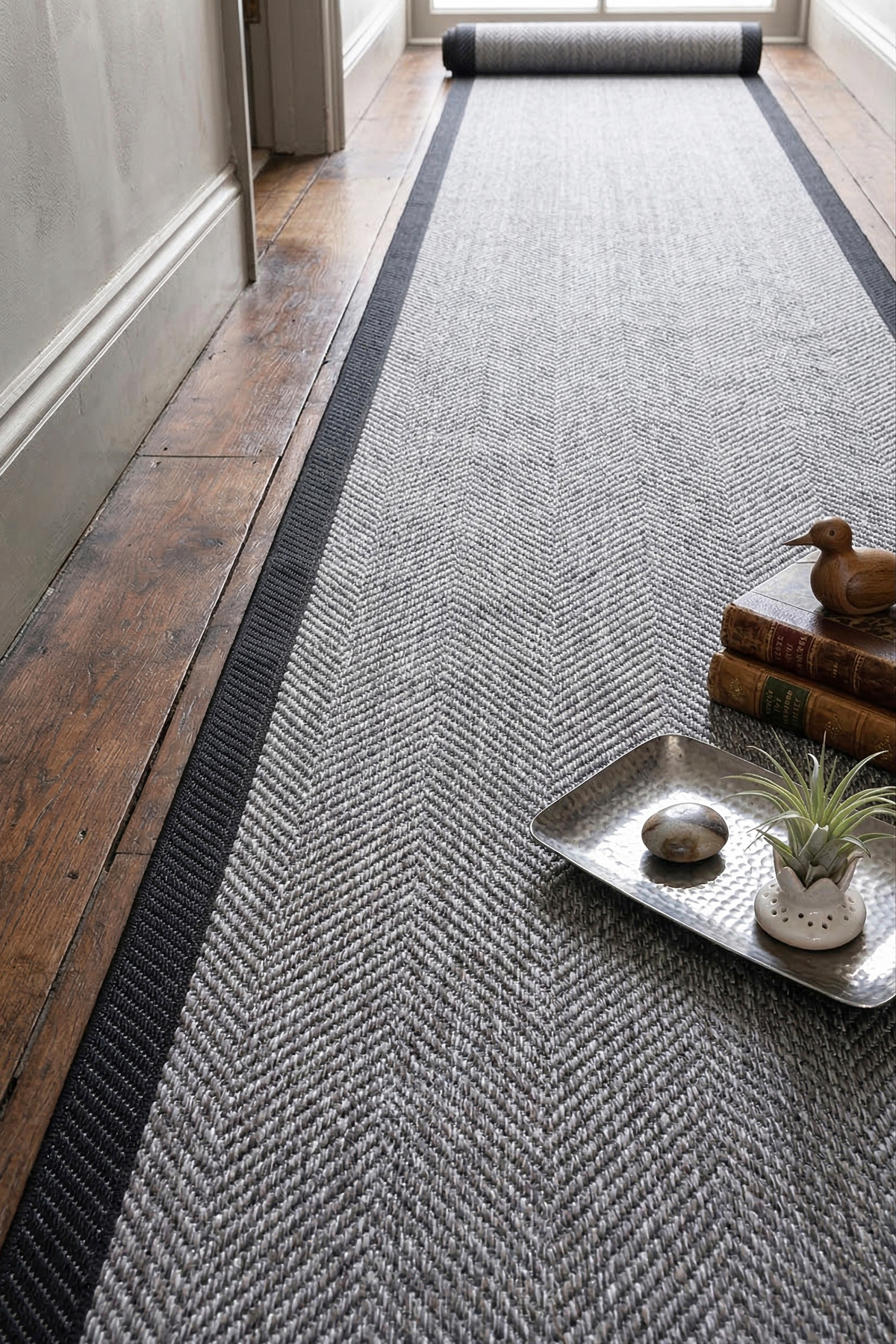 New Generation Framed Sisal Runner Soft Woven Rug Non-Slip Cotton Sole Bordered Carpet