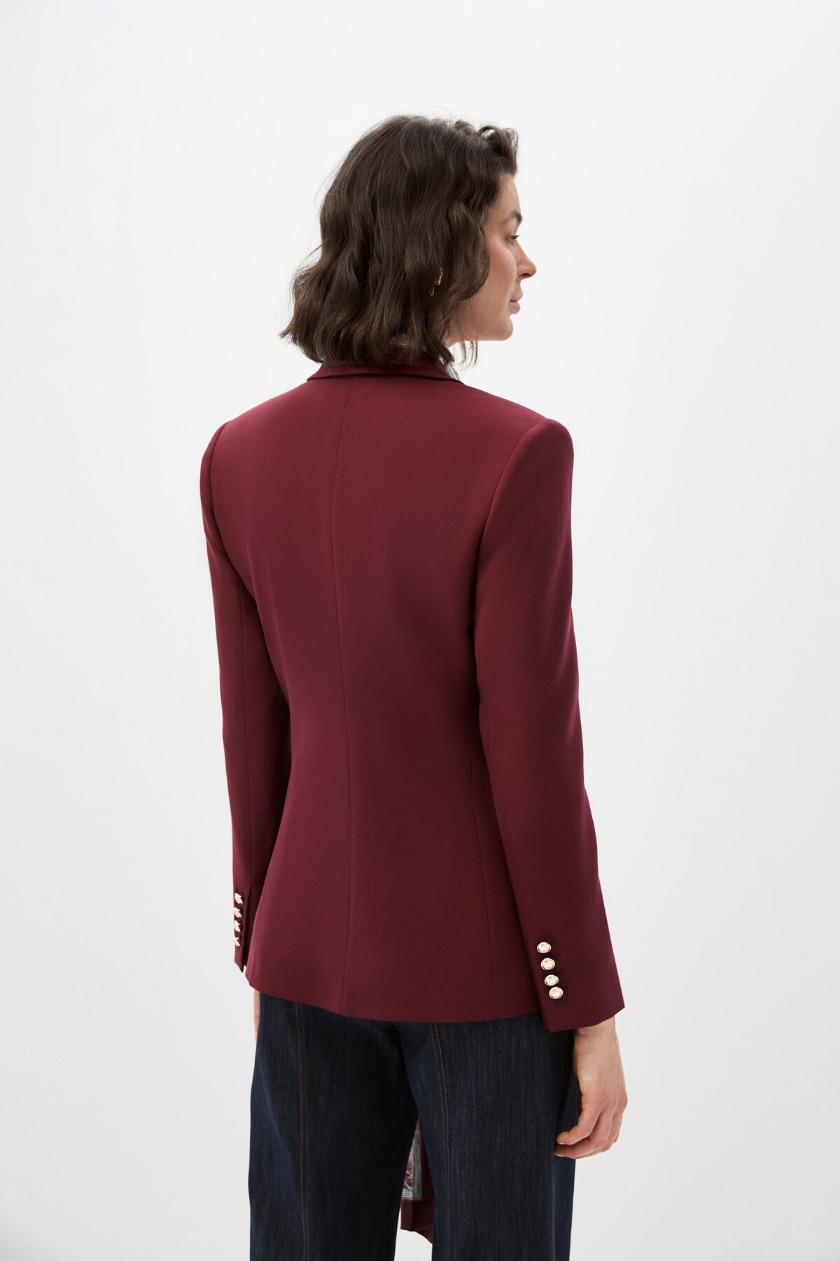 shnwomen Bordo Fularlı Blazer Ceket görsel 6