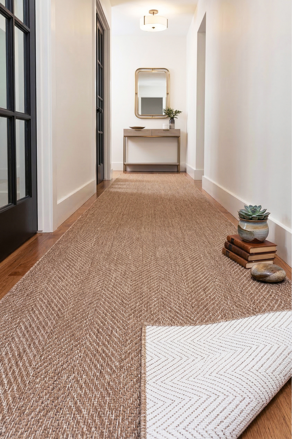 New Generation Framed Sisal Runner Soft Woven Rug Non-Slip Cotton Sole Bordered Carpet