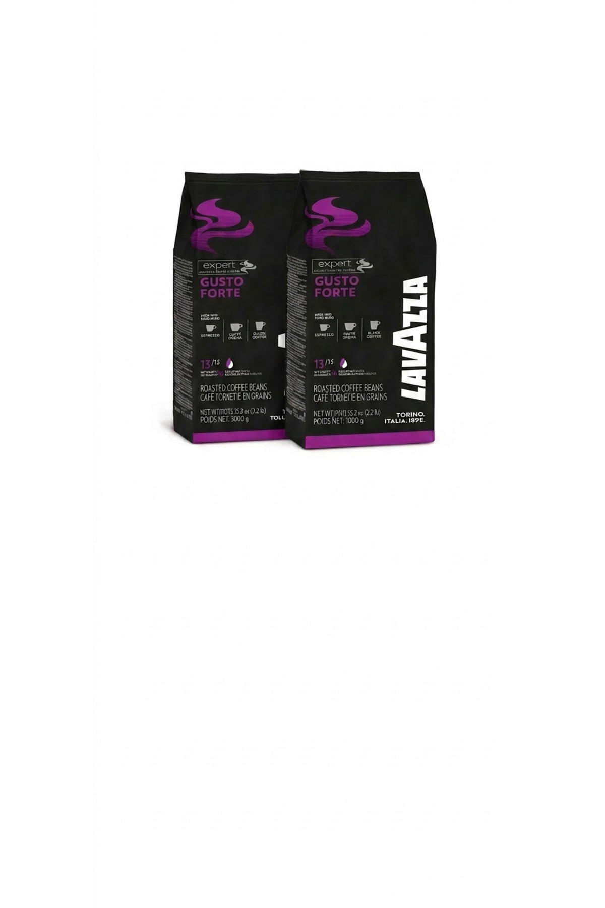 LavAzza Set 2 bucăți Cafea Boabe Expert Gusto Forte, 2kg (2 x 1kg), Intensita...