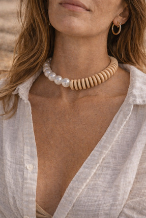 Arthesia Jewelry Bohem İnci & Ahşap Boncuk Kolye | Ayarlanabilir El Yapımı Ya...