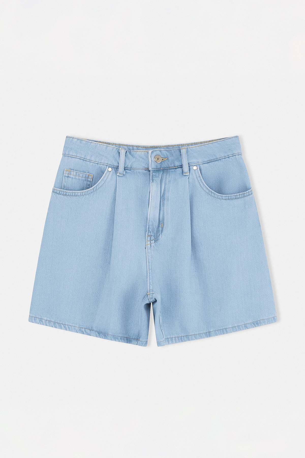 Trendyolmilla  Mavi More Sustainable Pileli City Boy Denim Şort TWOSS26SR00167 - Görsel 5