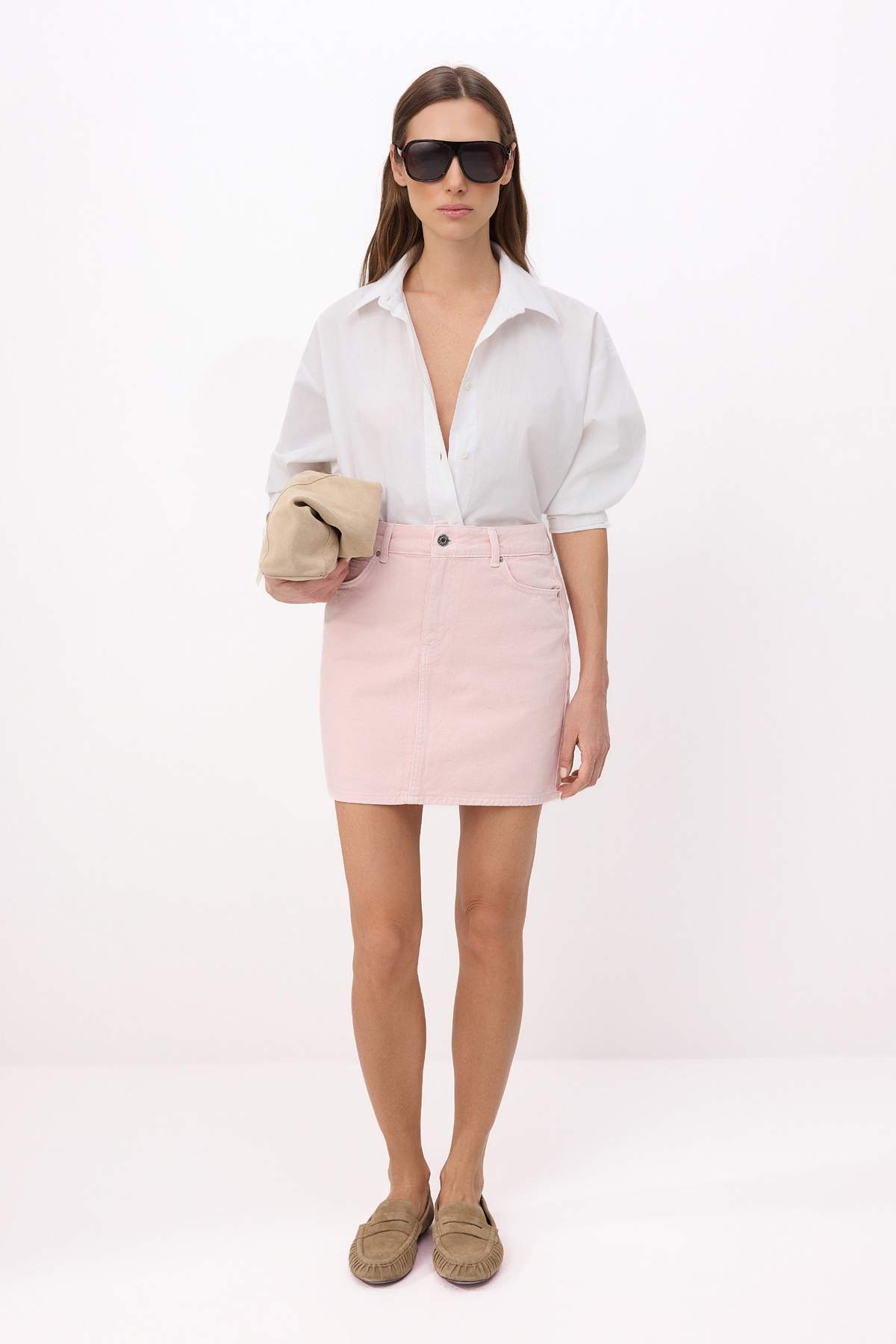 Trendyolmilla  Pembe Mini Denim %100 Pamuklu Etek TWOSS26ET00070