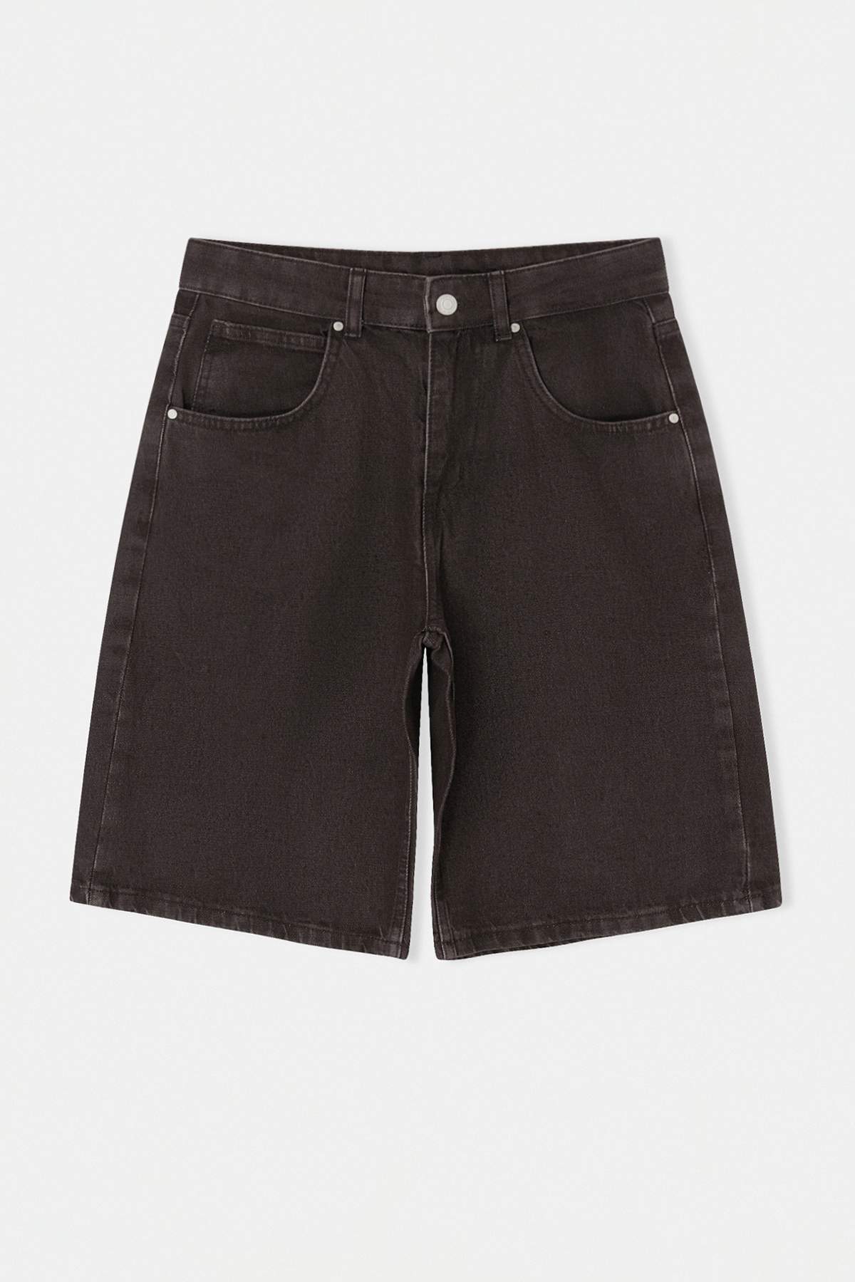 Trendyolmilla  Kahverengi Vintage Yıkama Yüksek Bel Denim Bermuda TWOSS26SR00105 - Görsel 5